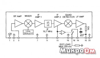 Схема микросборки приемника и передатчика аудиосигналов