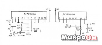 Схема устройств на микросборках TX FM Audio и RX FM Audio